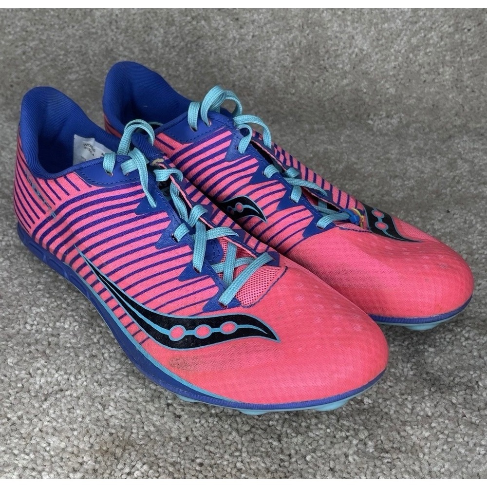 Saucony Vendetta Track Spikes Womens 9.5 Pink Blue S19047-4 Good Racing Shoes